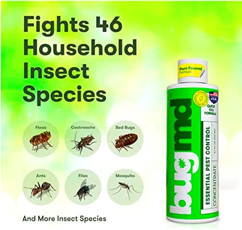 BugMD - Pest Control Essential Oil Concentrate 3.7 oz - Plant Powered Bug Spray, Kills Bugs Spiders Fleas Ticks Roaches, Ant Spray Indoor, Ant Killer for House, Flea Spray for Home, Bed Bug Spray